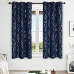 Deconovo Blackout Curtains, Thermal Insulated Soundproof Drapes, Branch Silver - Image 2