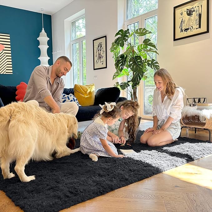 OLANLY 3x3 Machine Washable Small Bedside Rug, Soft Fluffy Shaggy Entryway - Image 7