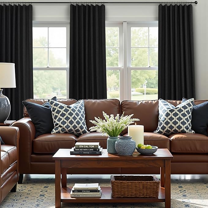 Pitalk 54 Inch Blackout Curtains Length 2 Panels Set Back Tab Pocket Room - Image 6