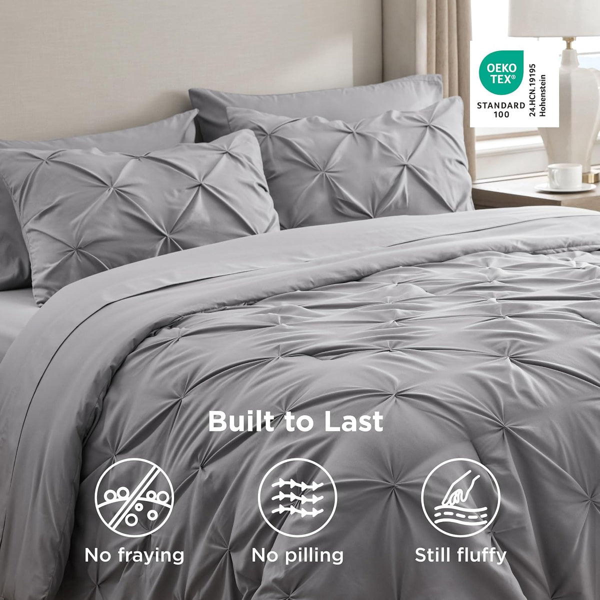 Bedsure 7-Piece Queen Bedding Comforter Set & Sheet Set, Grey Bed in a Bag