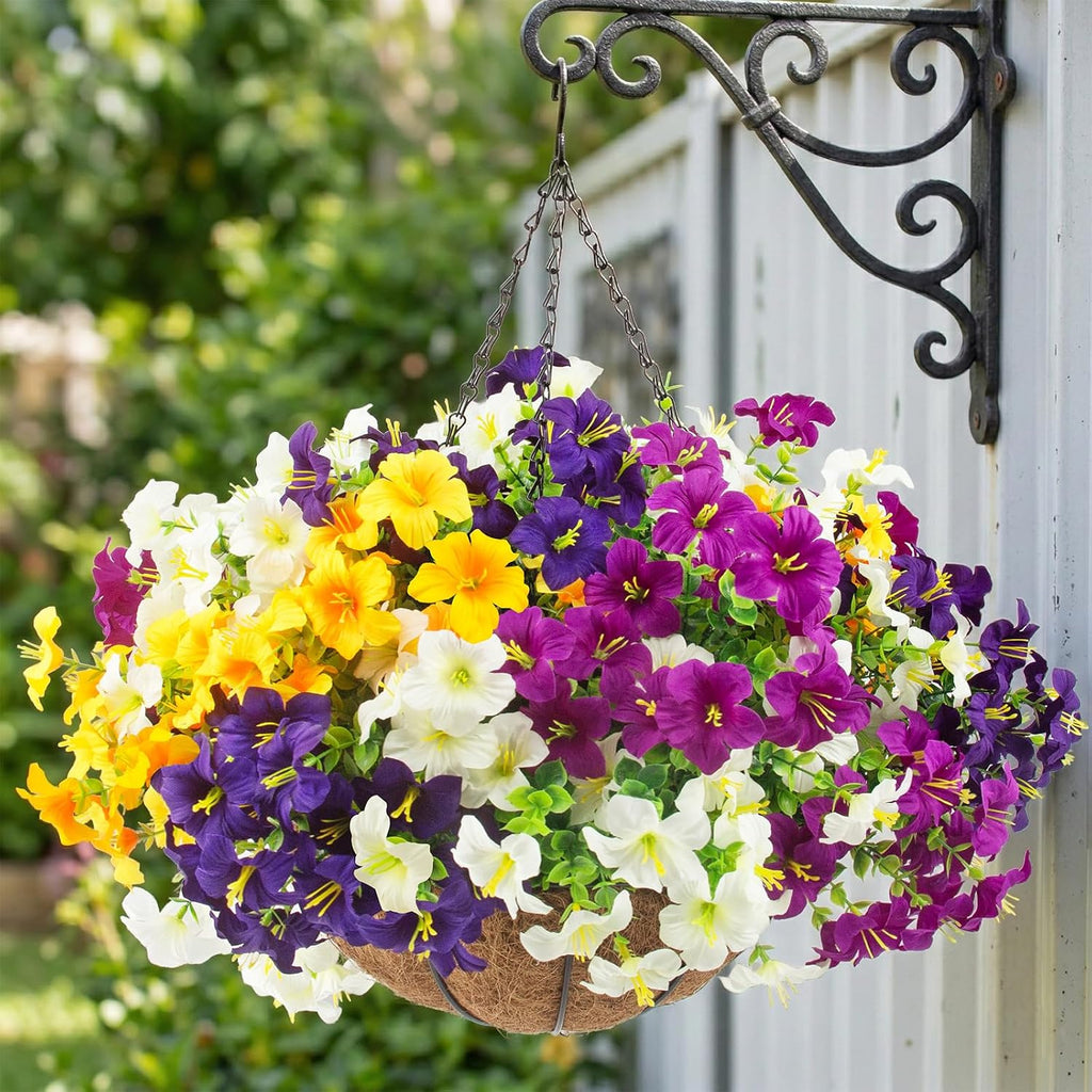 Daynight 2 Set Artificial Outdoor Hanging Baskets with 24 Pcs Petunias