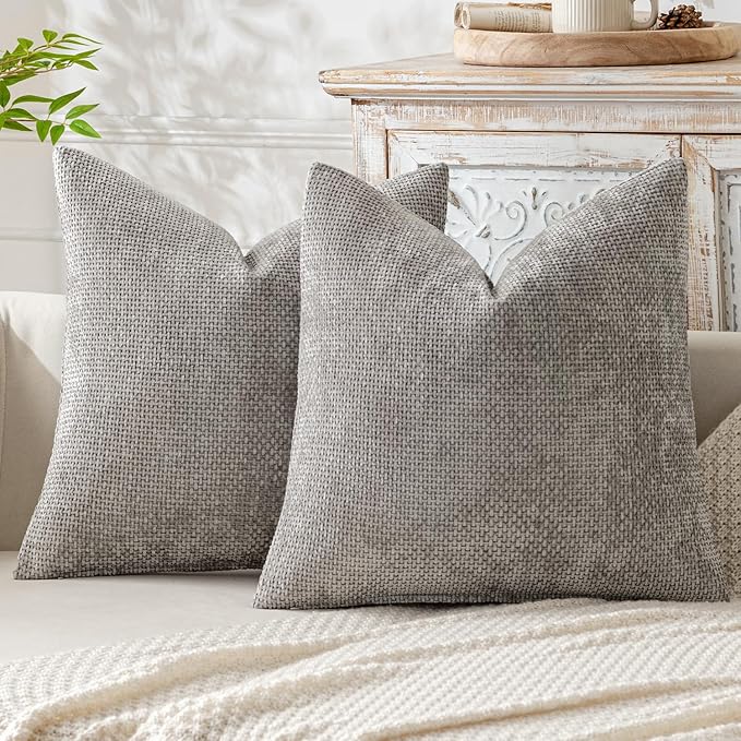 MIULEE Pack of 2 Couch Throw Pillow Covers 20x20 Inch Light Gray Modern Boho by MIULEE