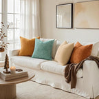 MIULEE Pack of 4 Orange/Teal Couch Throw Pillow Covers 20x20 Inch Yellow Green - Image 5
