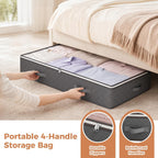 Budding Joy 95L Under Bed Storage Containers, 4 Pack Closet Organizers Grey