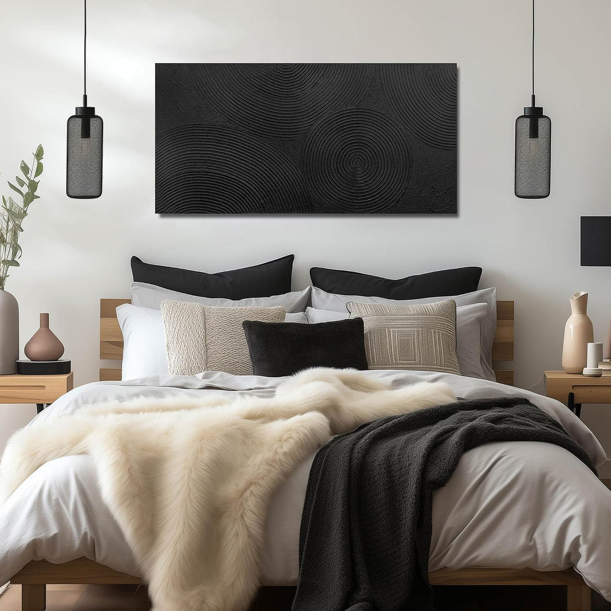 SKYRISE Hand Painted Textured Minimalist Abstract Wall Art 47x24 Inches