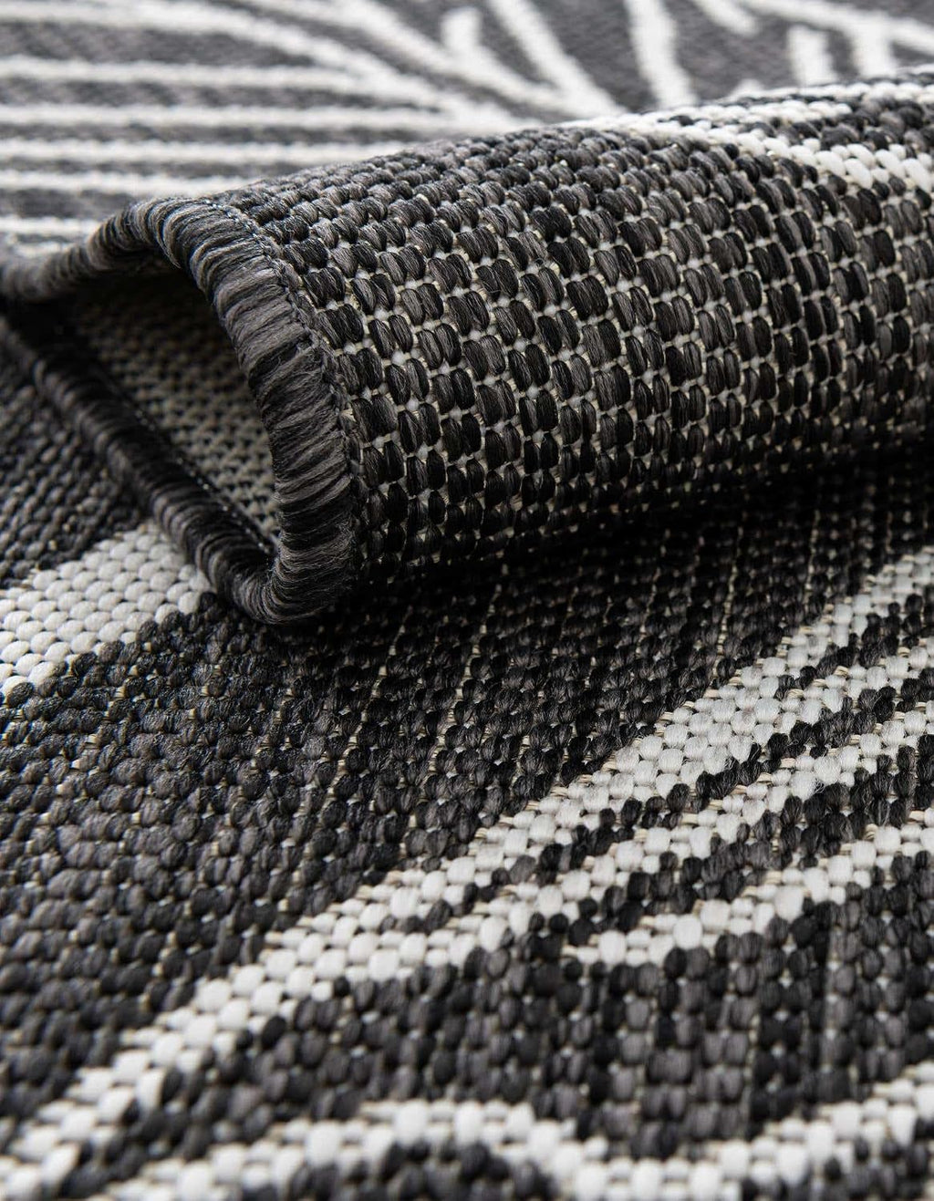 Unique Loom Outdoor Botanical Collection Area Rug - Leaf (2' x 6' 1" Runner, Ivory Charcoal)