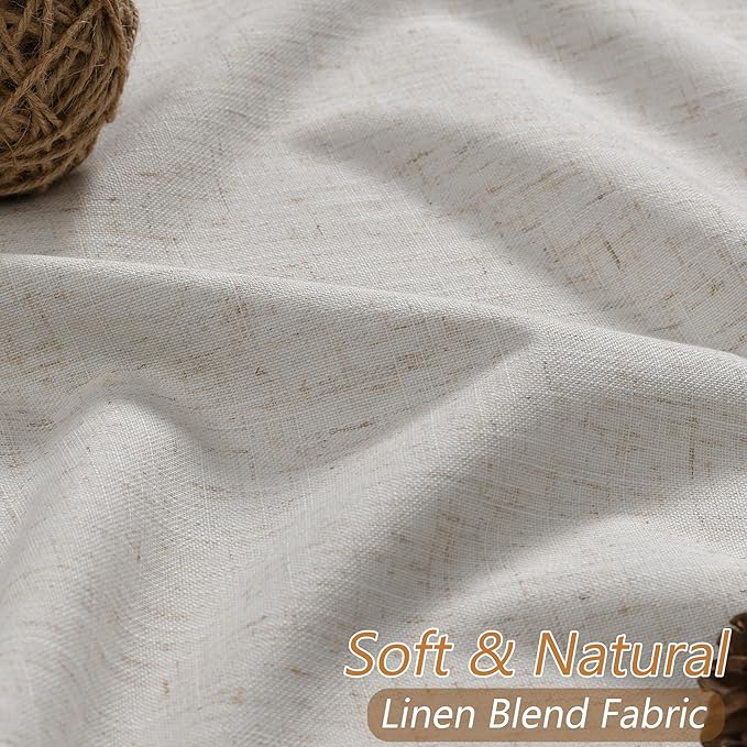 Guken Light Beige 100% Blackout Curtains 84 Inch Long 2 Panels Set - Image 3