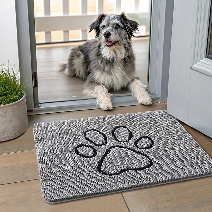 Smiry Dog Door Mat for Muddy Paws, Absorbent Dirt Trapper Non Slip Quick Dry by Smiry