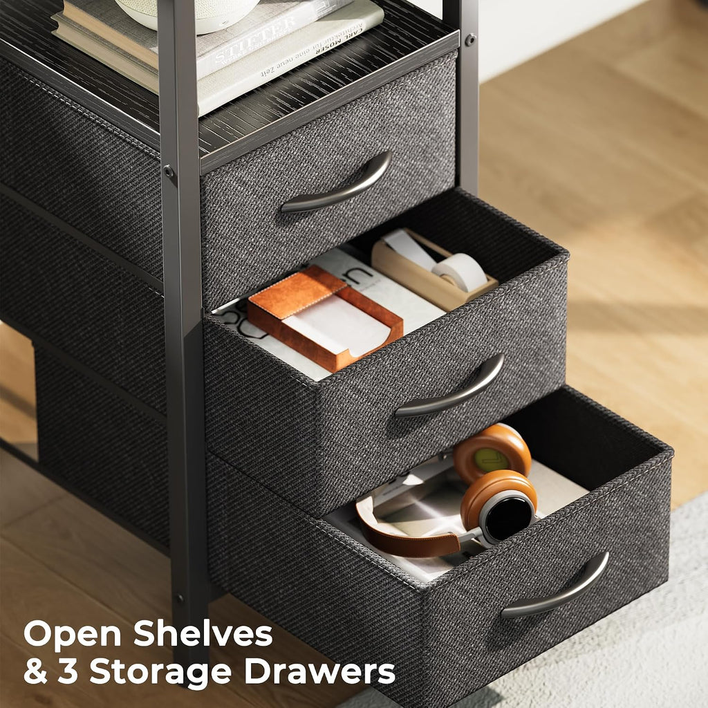 Huuger L Shaped Office Desk with Power Outlets & 3 Drawers