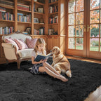 Black Rug Super Soft Shaggy 4x6 Feet Rugs - Image 3