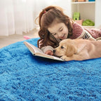 OLANLY Bright Blue Round Rugs for Bedroom - Image 7
