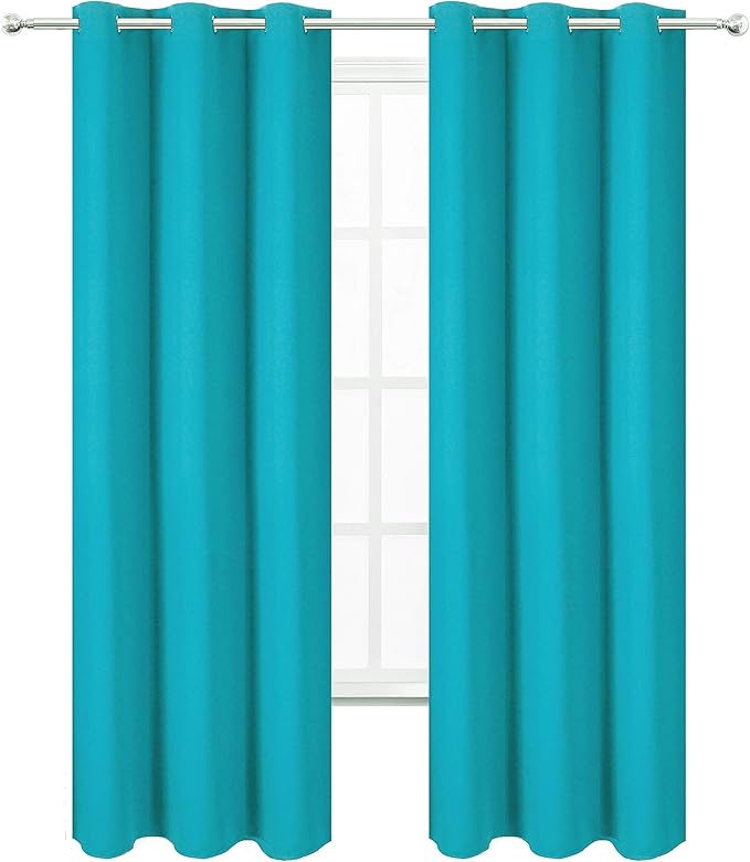 LEMOMO Teal Blackout Curtains 34 x 84 Inch Length/Set of 2 Curtain - Image 2