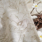 jinchan Linen Floral Curtains for Living Room 84 Inch Length Taupe Flower - Image 6