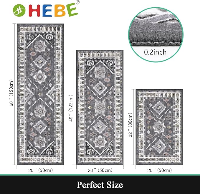 HEBE Boho Kitchen Rug Sets 3 Piece - Image 2