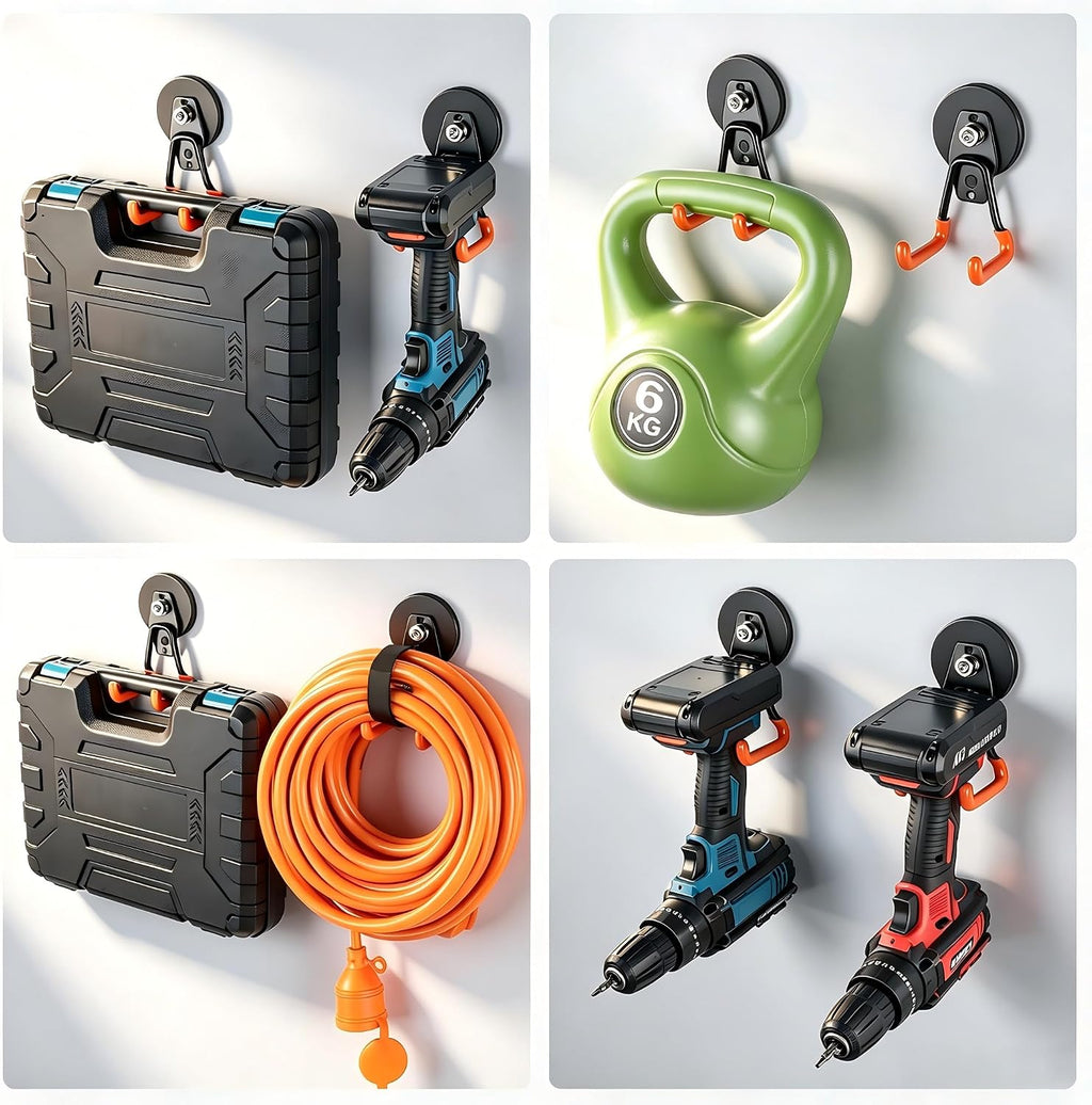Upgraded Magnetic Hooks,4-Pack Heavy Duty Magnetic Garage Hook for Hanging,Φ2.59” 20lbs Magnet Garage Storage System Hooks to Securely Organize Toolboxes, Drill Drivers, Garden Hoses Shovels