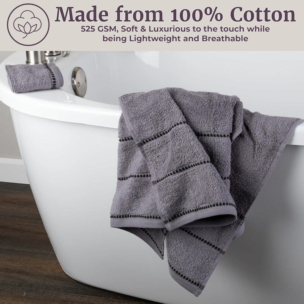 Bedford Home Bathroom Towels Set, Bathroom Accessories, Silver, Set of 6