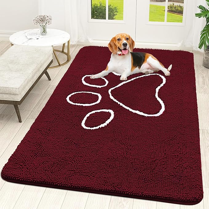 OLANLY Dog Door Mat for Muddy Paws 70x46, Paw Print Design, Absorbs Moisture by OLANLY