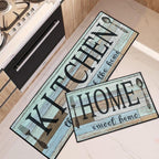 Kitchen Rugs Set of 2 Non Slip WashableVintage Wood Heart