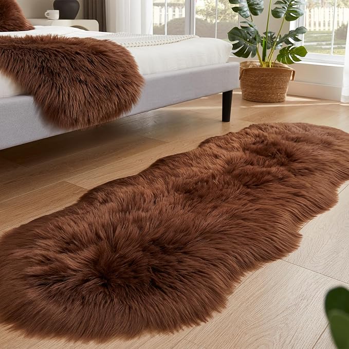 EasyJoy Ultra Soft Fluffy Shaggy Area Rug Faux Fur Rug Chair Cover Seat Pad - Image 2
