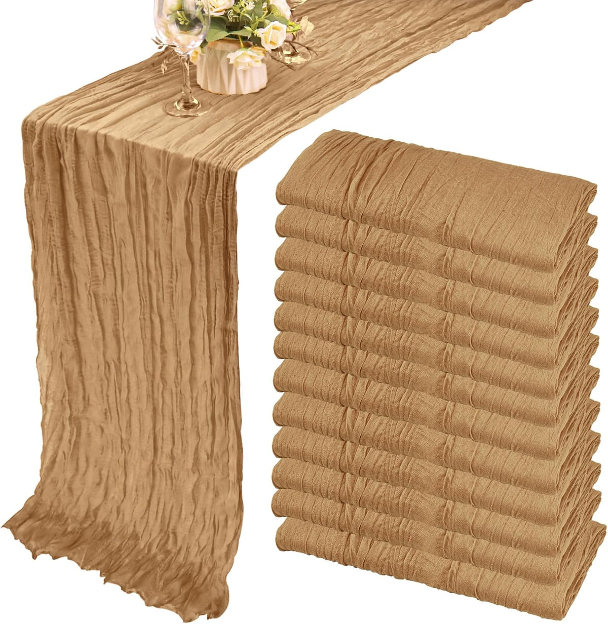 35x120 Inch Nude Cheesecloth Table Runner Neutral Boho Wedding Party Decor