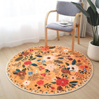 Rugcomf Round Rug 4ft Washable Circle Rug Non Slip Low Pile Boho Floral Small - Image 6