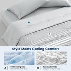 Cozy Bliss Cationic Dyed Seersucker Cooling Comforter King Size, Lightweight Airflow Silky Cooling Bedding with Q-Max>0.45 for Bedroom, Home Decor, Hot Sleepers & Night Sweats, Grey 106"×90"