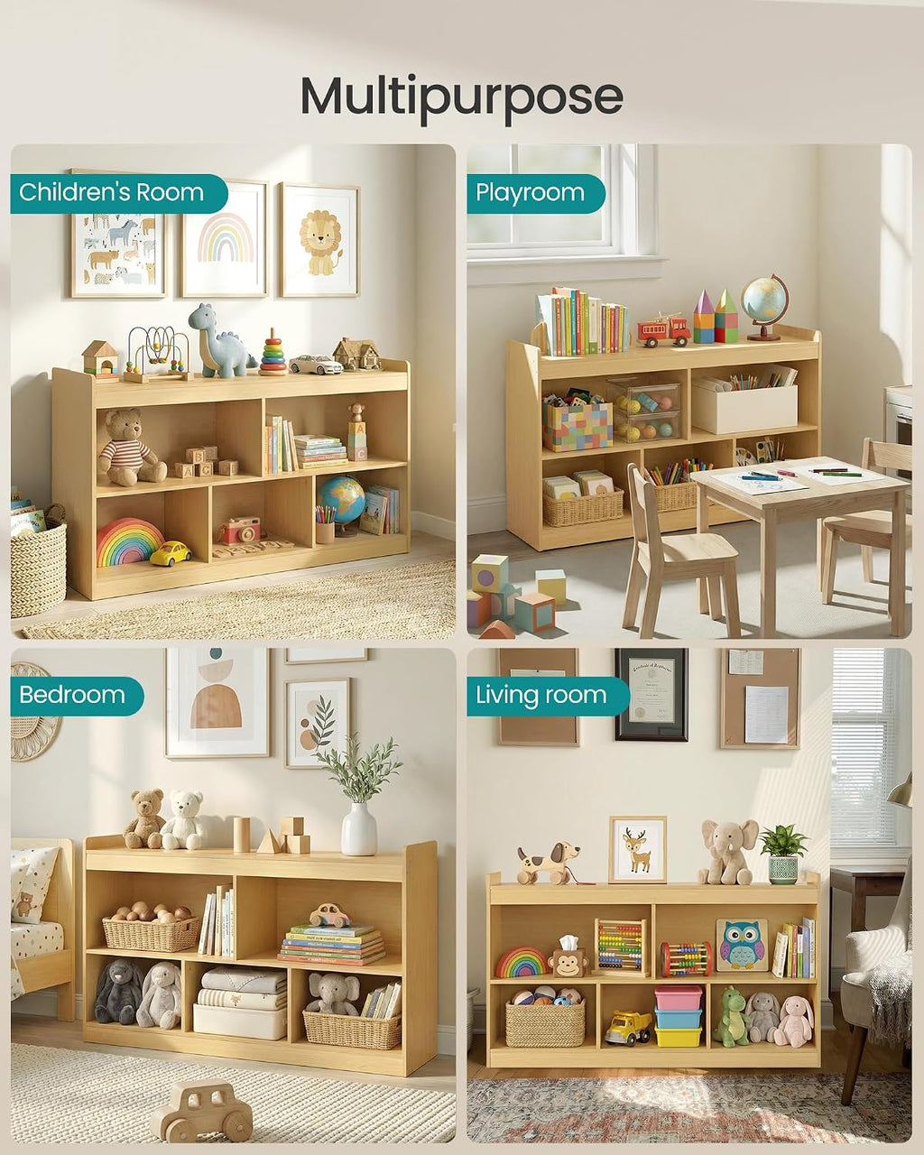 SONGMICS Kids' Toy Storage Shelf, Montessori Shelf with 5 compartments
