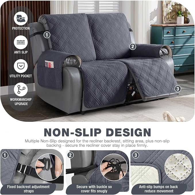 TAOCOCO 100% Waterproof Recliner Loveseat Covers 2 Seater, Split Loveseat Covers - Image 5
