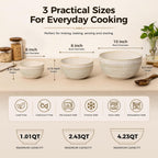 Ceramic Mixing Bowls Set of 3, Large Nesting Serving Bowls