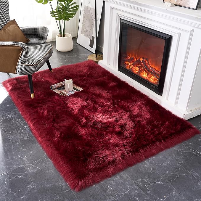 EasyJoy Ultra Soft Fluffy Shaggy Area Rug Faux Fur Rug Chair Cover Seat Pad - Image 2