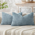 MIULEE Pack of 2 Lumbar Couch Throw Pillow Covers 20x12 Inch Coastal Smoke Blue by MIULEE