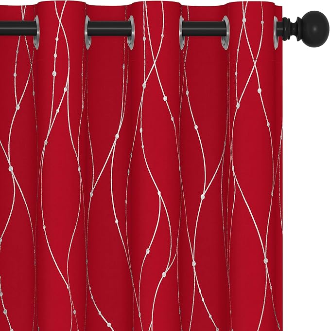 Deconovo Blackout Curtains, Christmas Red Curtain, Thermal Insulated - Image 2