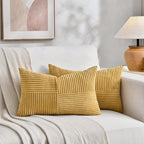 Fancy Homi 2 Packs Mustard Yellow Decorative Throw Pillow Covers 16x26 Inch - Image 5