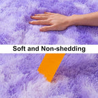 Soft Runner Rugs for Bedroom Hallways, 2x6 Tie-Dyed Purple Fluffy Shag Throw - Image 3