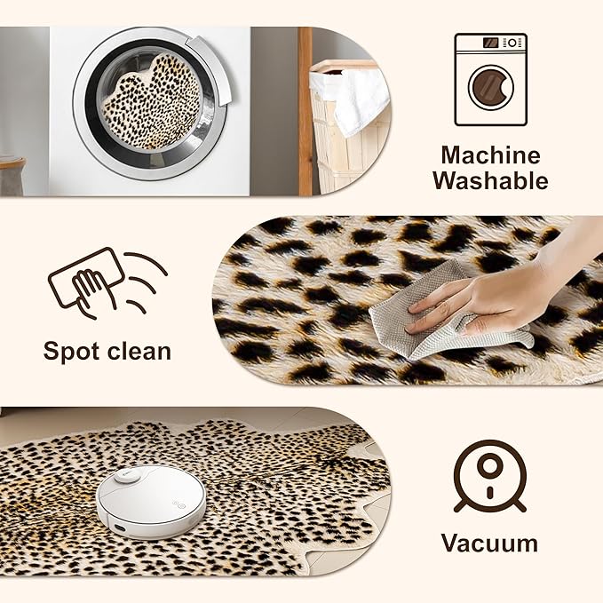 Cheetah Print Rug, Leopard Rug 4.4x5.8 Feet Faux Animal Print Skin Cheetah Area - Image 3