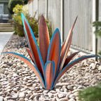 TOMBABY Enlarge Thickened Wind Resistant Metal Agave Garden Art Plant Country Sculpture Statue Outdoor Decoration Courtyard Lawn Ornament Gift (12 Leaves Green 1 pcs)