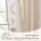 jinchan Belrose Linen Floral Kitchen Curtains 24 inch Length Embroidered - Image 7