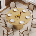 ComfyCorner 47" Round Dining Table with Storage, Circle Kitchen Table Oak