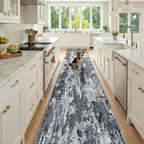 Washable Area Rugs 2'6'' x14 Non-Slip Modern Abstract Soft by RELEANY