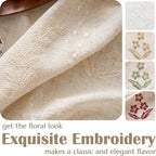 jinchan Belrose Linen Curtains for Bedroom Floral Curtains 63 Inch Length Linen - Image 7