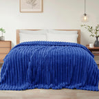 Exclusivo Mezcla Queen Size Flannel Fleece Blanket, Super Soft Striped Jacquard by ExclusivoMezcla
