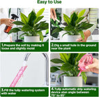 4 Pcs Plastic Self Watering Globes Bulbs for Indoor & Outdoor Plants, Tulip Self Plant Watering Globes, Automatic Plant Watering Devices for Houseplants