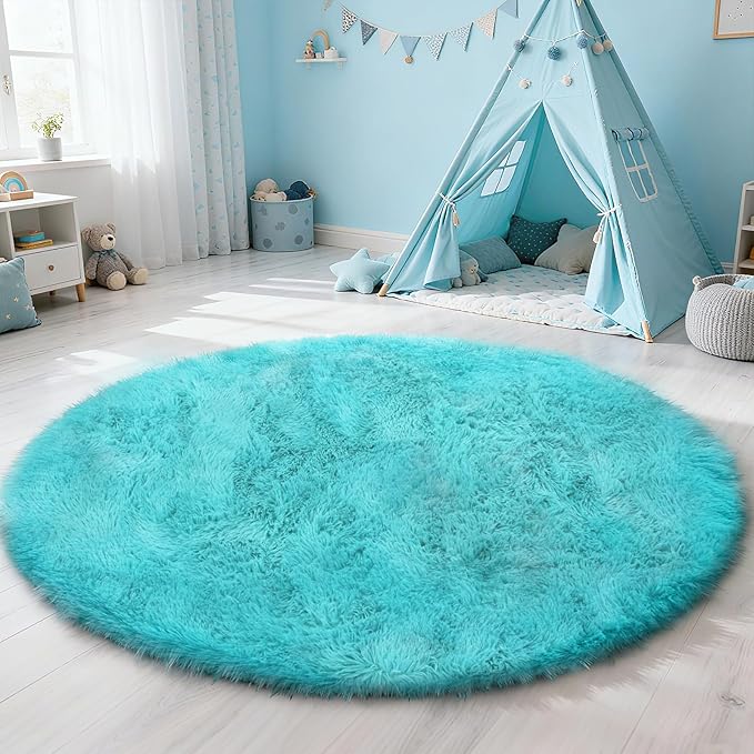 yulidayang Soft Round Area Rug for Kids Bedroom, Fluffy Fuzzy Shaggy Rug - Image 5