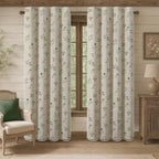 Boho Floral 100% Blackout Curtains 84 Inch 2 Panels Dark Green