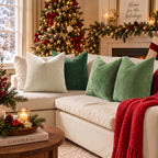 decorUhome Soft Chenille Moss Green Throw Pillow Covers 18X18 Set of 2