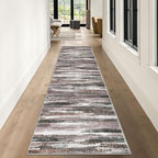 Lansny Modern Abstract Runner Rug 3x10, Dark Light Brown White Washable Kitchen - Image 2