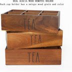 LBEMEY Tea Bag Organizer, Wood Tea Storage Containers with 6 Compartments, Sugar Packet Holder,Tea Bag Caddy Box for Cabinet Countertop Office (Brown- Labeled "TEA")