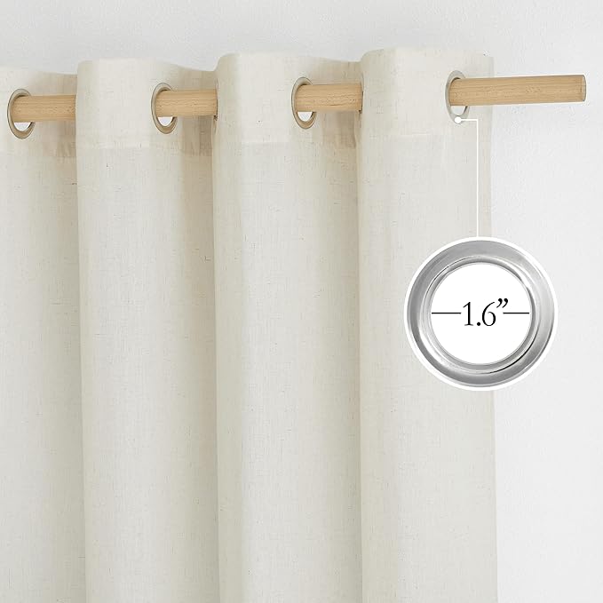 NICETOWN Thick Linen Curtains Extra Long 120 inch Length, Rustic Grommet - Image 3