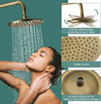 Heyalan Exposed Shower System, 8 Inch Rain Head, Handheld,Antique Brass
