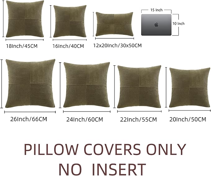 Fancy Homi 2 Packs Olive Green Samll Decorative Throw Pillow Covers 14x14 Inch - Image 8